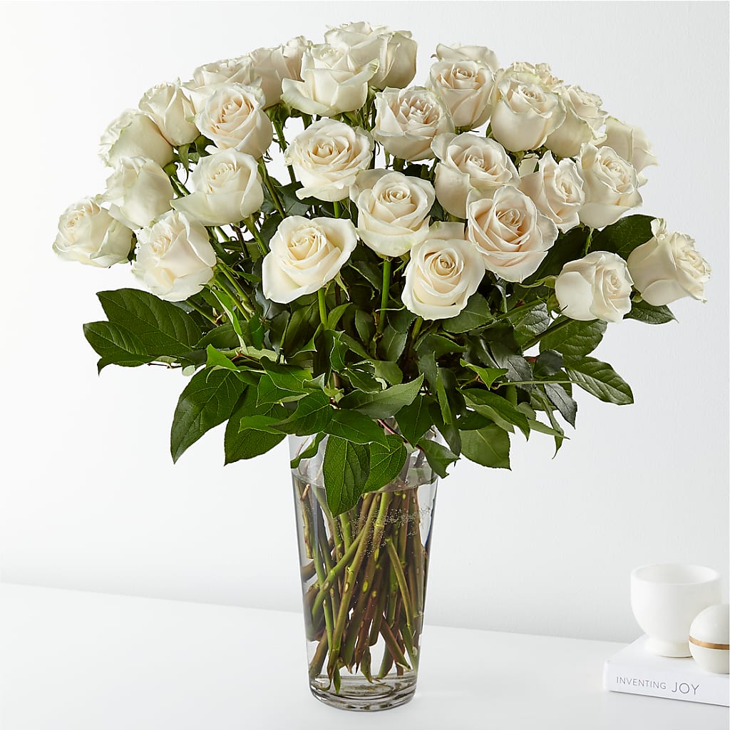 Long Stem White Rose Bouquet – T BEARS FLORIST & GIFTS, Columbus OH