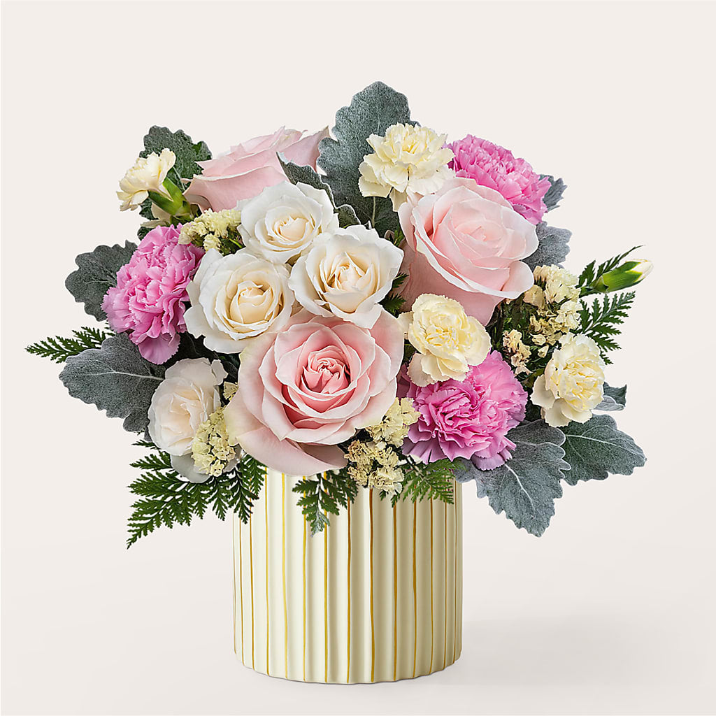 Blissful Moments Bouquet with Ivory Vase – T BEARS FLORIST & GIFTS, Columbus OH