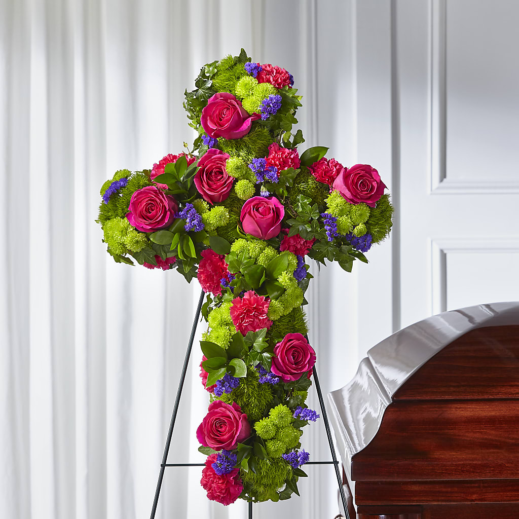 Tribute Rose Floral Cross – T BEARS FLORIST & GIFTS, Columbus OH