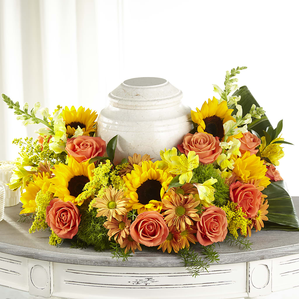 Faithful Sunflower Cremation Adornment – T BEARS FLORIST & GIFTS, Columbus OH
