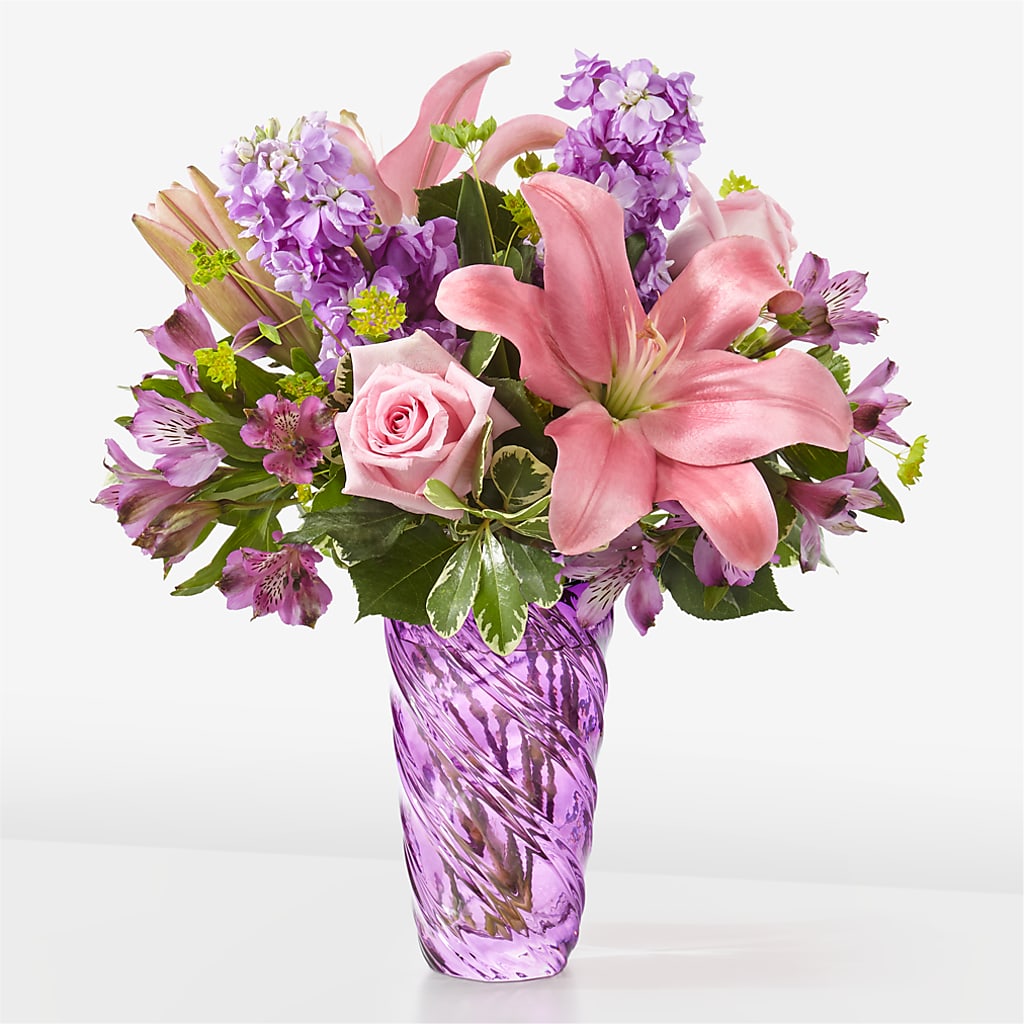 Precious Petals Bouquet with Luxe Swirl Vase – T BEARS FLORIST & GIFTS, Columbus OH