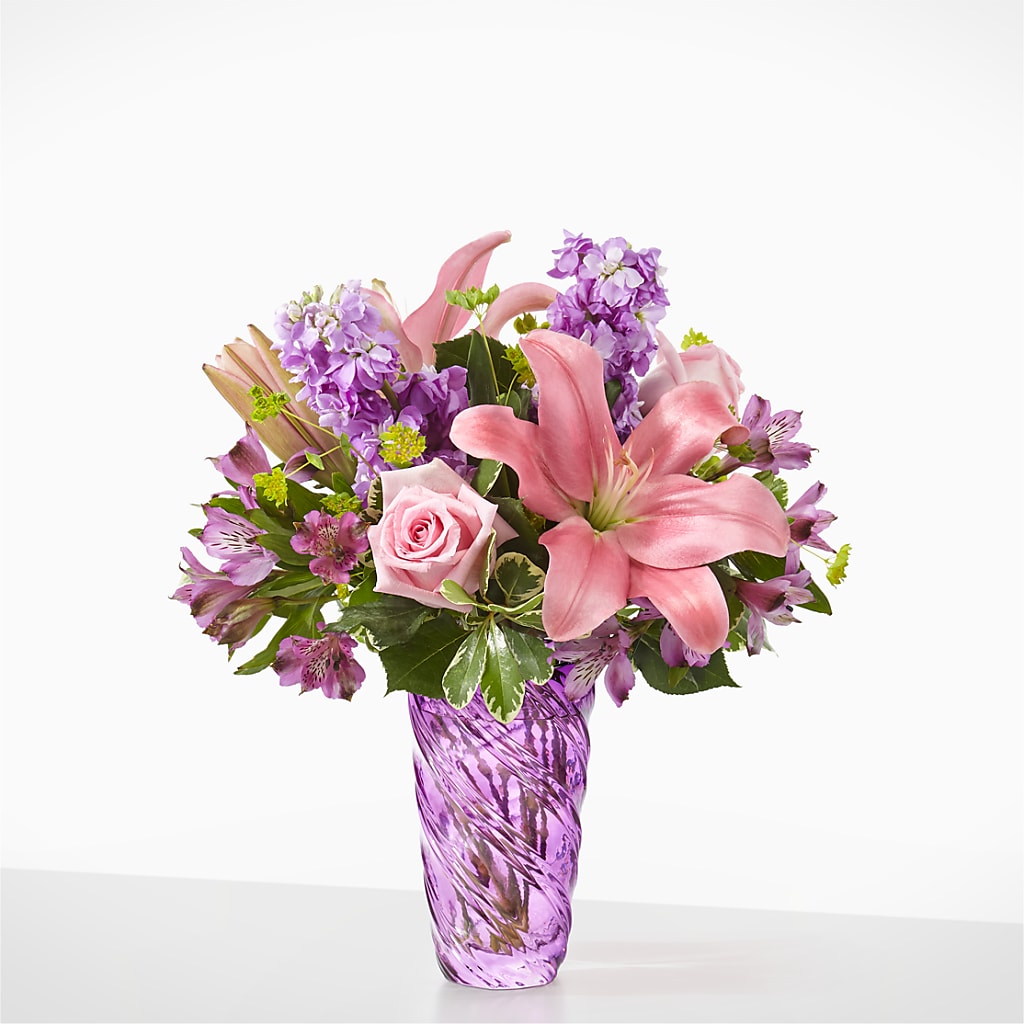 Precious Petals Bouquet with Luxe Swirl Vase – T BEARS FLORIST & GIFTS, Columbus OH