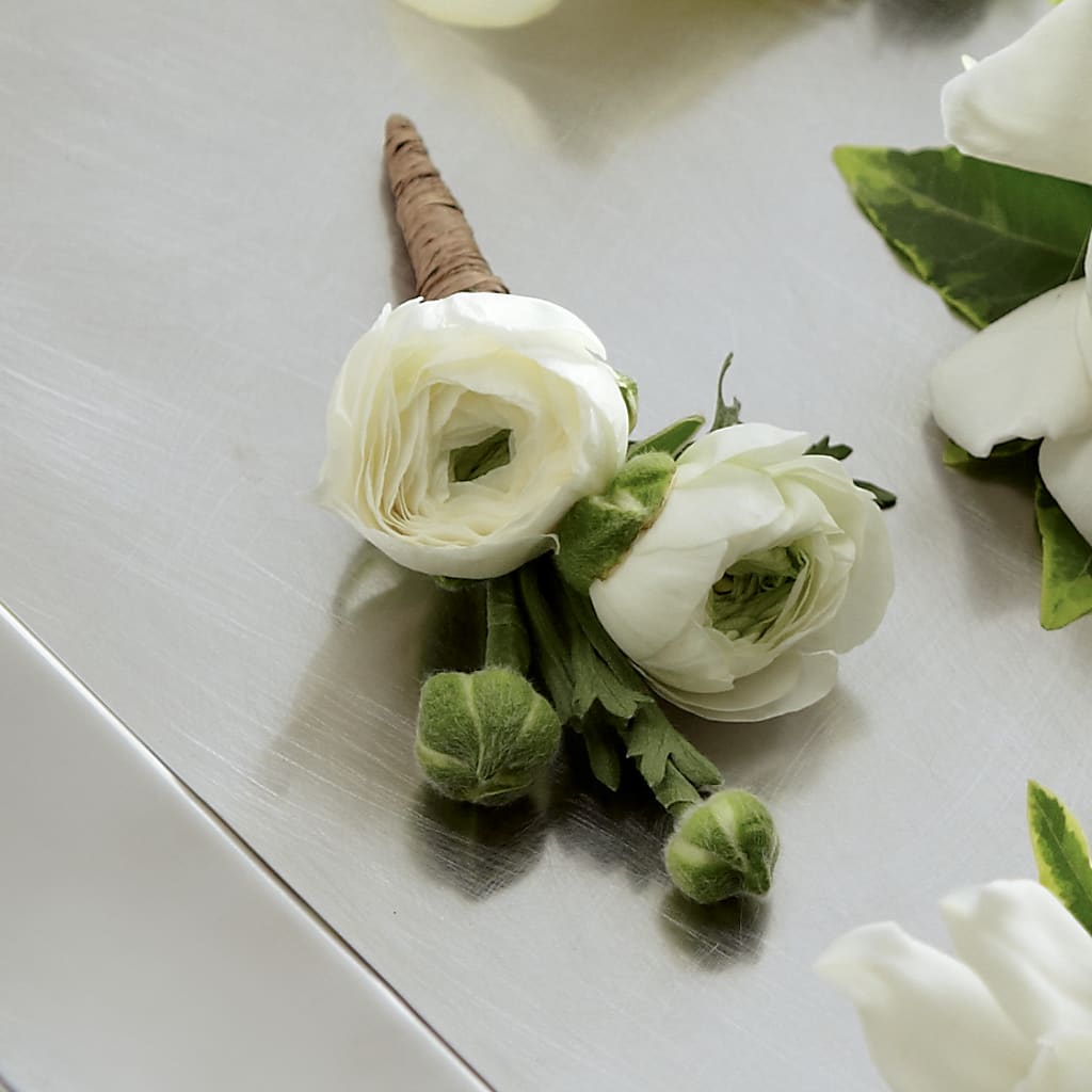 White Ranunculus Boutonniere – T BEARS FLORIST & GIFTS, Columbus OH