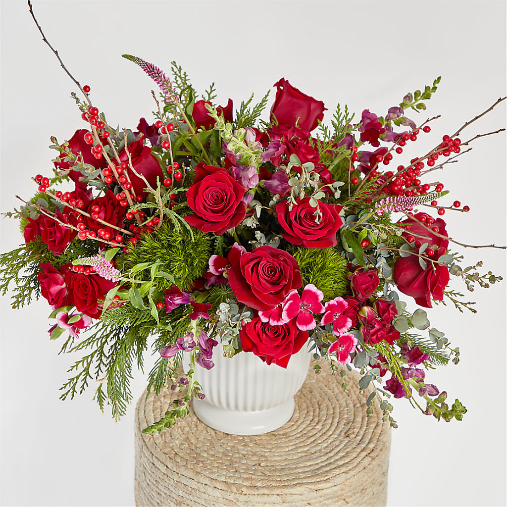 Big Red Bow Bouquet – T BEARS FLORIST & GIFTS, Columbus OH