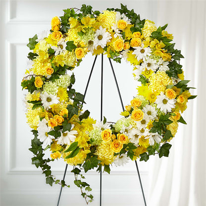 Golden Remembrance Wreath – T BEARS FLORIST & GIFTS, Columbus OH