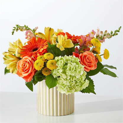 Autumn Sunshine Bouquet with Ivory Vase – T BEARS FLORIST & GIFTS, Columbus OH