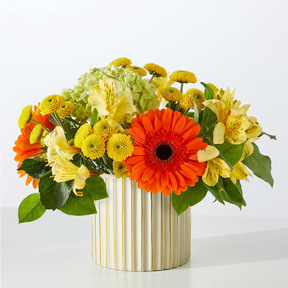 Autumn Sunshine Bouquet with Ivory Vase – T BEARS FLORIST & GIFTS, Columbus OH