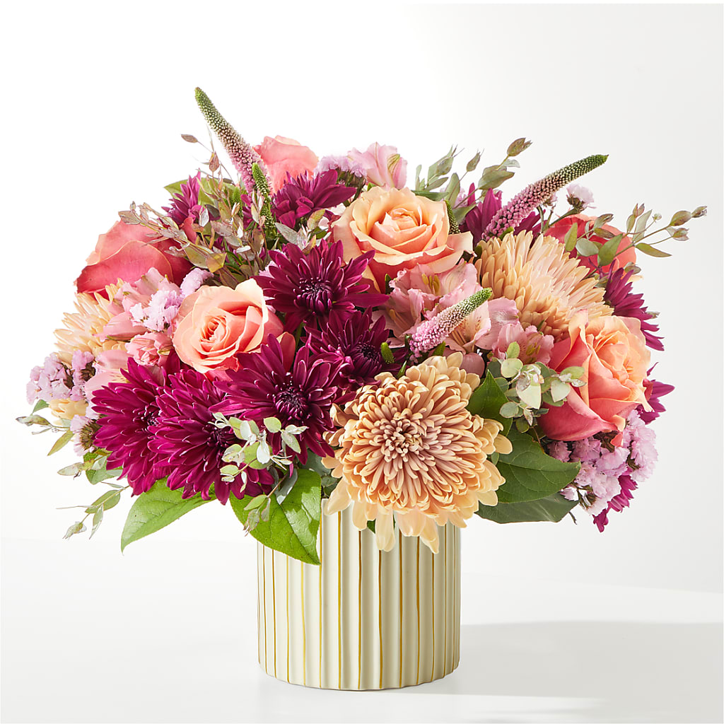 Berry Cobbler Bouquet with Ivory Vase – T BEARS FLORIST & GIFTS, Columbus OH