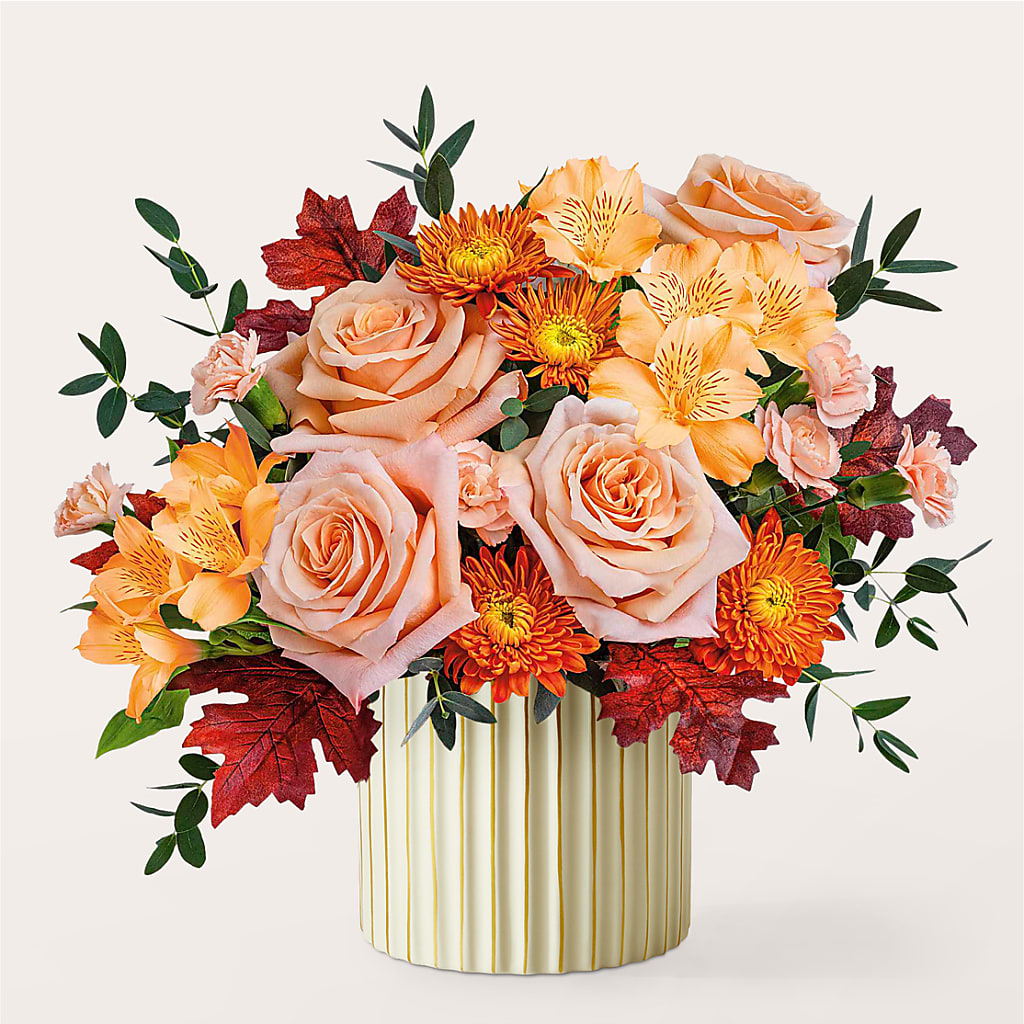Spiced Latte Bouquet with Ivory Vase – T BEARS FLORIST & GIFTS, Columbus OH