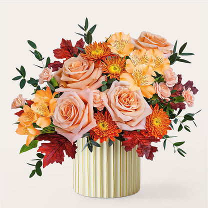 Spiced Latte Bouquet with Ivory Vase – T BEARS FLORIST & GIFTS, Columbus OH
