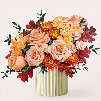 Spiced Latte Bouquet with Ivory Vase – T BEARS FLORIST & GIFTS, Columbus OH