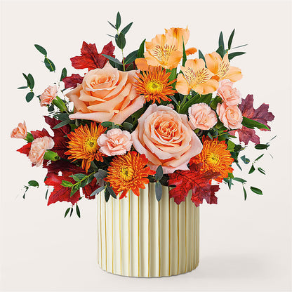 Spiced Latte Bouquet with Ivory Vase – T BEARS FLORIST & GIFTS, Columbus OH