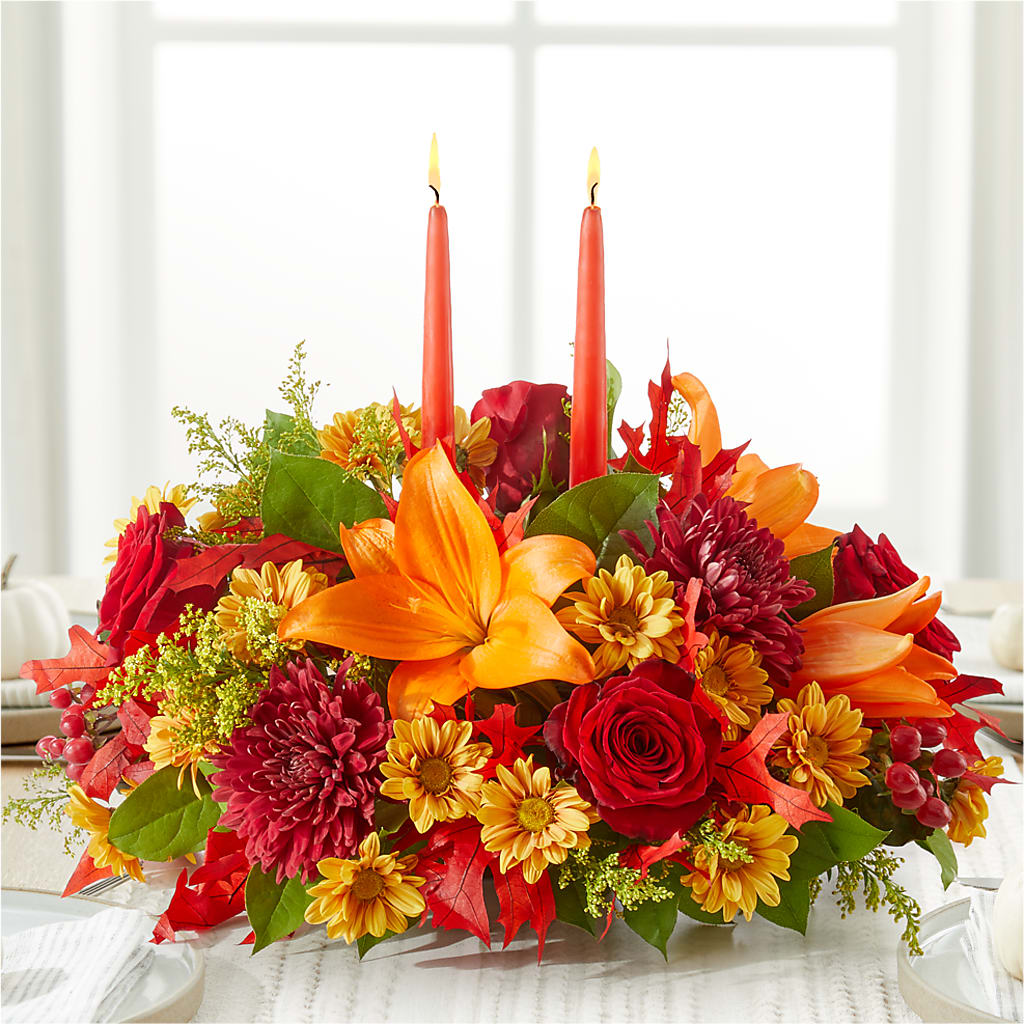 Autumn's Embrace Centerpiece – T BEARS FLORIST & GIFTS, Columbus OH