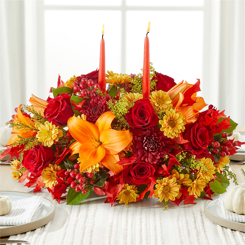 Autumn's Embrace Centerpiece – T BEARS FLORIST & GIFTS, Columbus OH