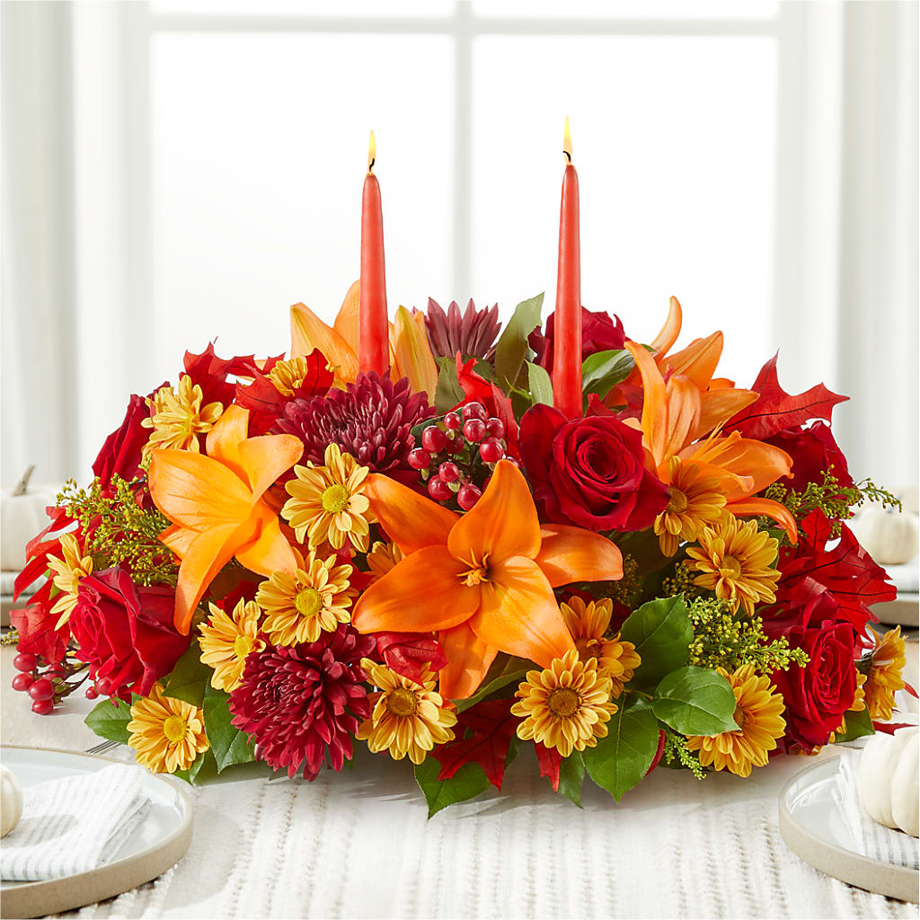 Autumn's Embrace Centerpiece – T BEARS FLORIST & GIFTS, Columbus OH