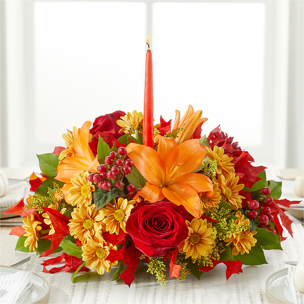 Autumn's Embrace Centerpiece – T BEARS FLORIST & GIFTS, Columbus OH